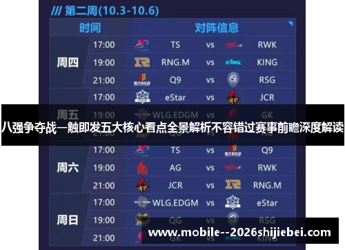 八强争夺战一触即发五大核心看点全景解析不容错过赛事前瞻深度解读